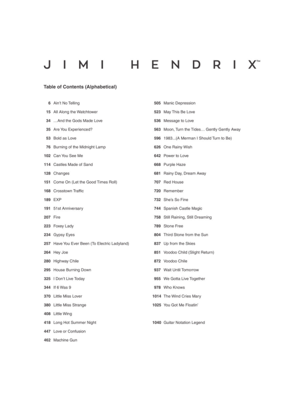 Jimi Hendrix: The Complete Scores – Authentic Hendrix